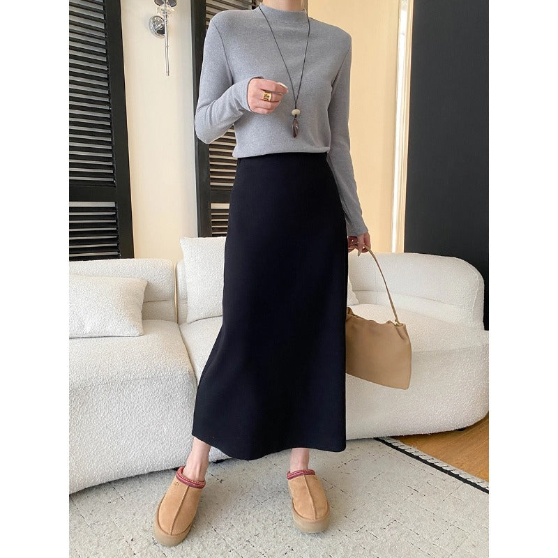 Damen figurbetontes Langarmshirt aus feinem Rippstrick und lässiger Passform Drune