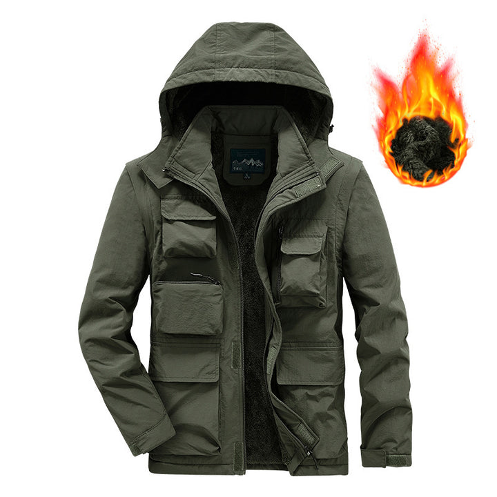 Herren Multifunktionaler Fieldparka mit Teddyfleece Innenfutter und Kapuze Drune