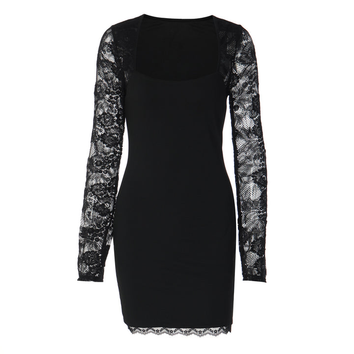 Damen Elegantes Kleid mit Spitzenärmeln und transparentem Dekolleté Drune