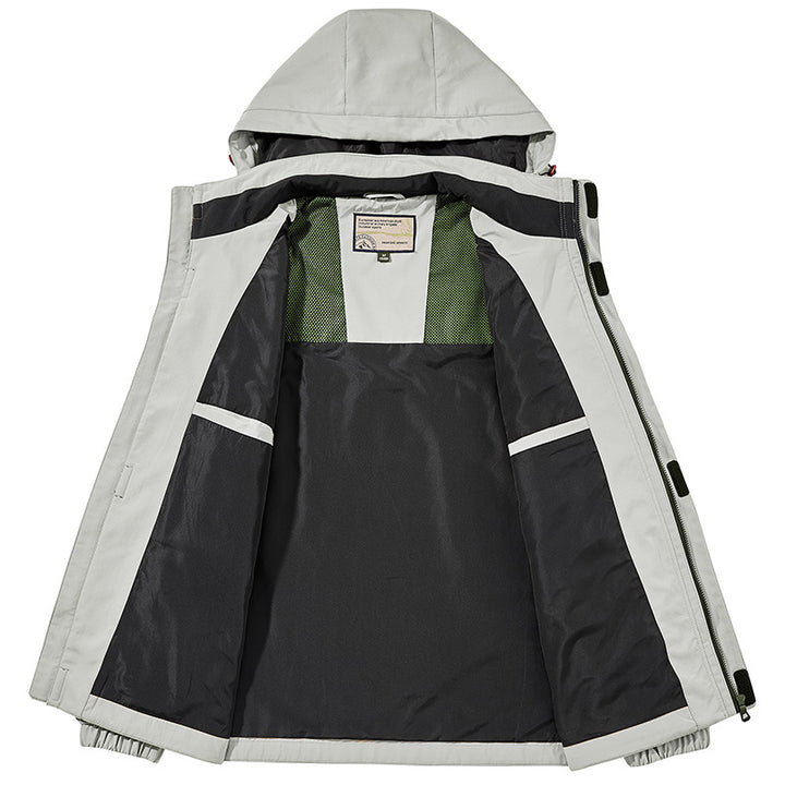 Herren Leichter Wasserabweisender Windbreaker mit Kapuze und Mehrfachtaschen Drune