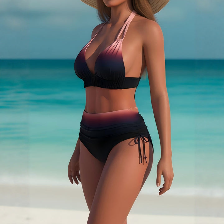 Damen Hochgeschnittener Triangel-Bikini mit verstellbaren Trägern Drune