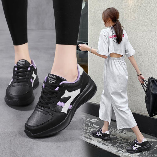 Damen nan modische Plateau-City-Sneaker mit extraweich gepolstertem Fußbett, stoßdämpfender Zwischensohle und sportiver Seitenapplikation Drune