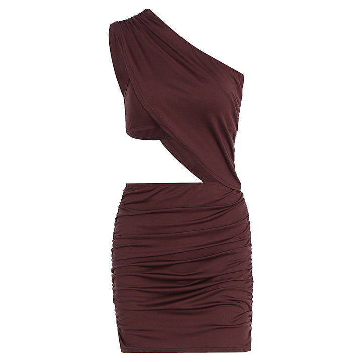 Damen figurbetontes Minikleid mit asymmetrischem Design und raffinierten Drapierungen Drune