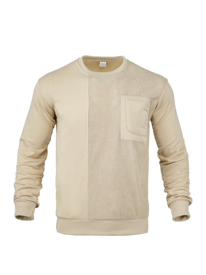 Herren Langärmeliges Struktur-Sweatshirt mit Brusttasche und Rippdetail Drune