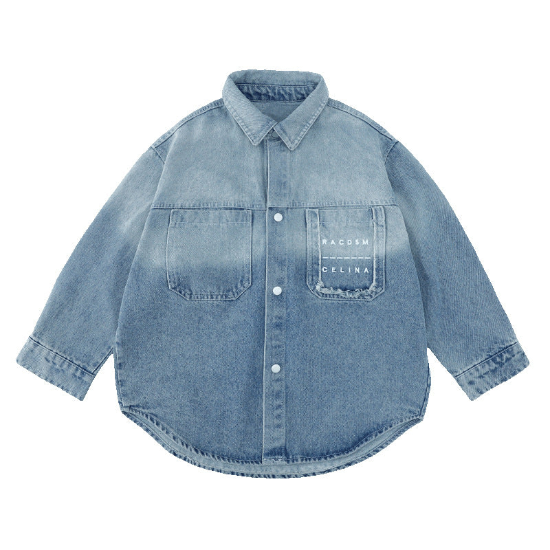 Unisex moderne Denim-Hemdjacke Drune