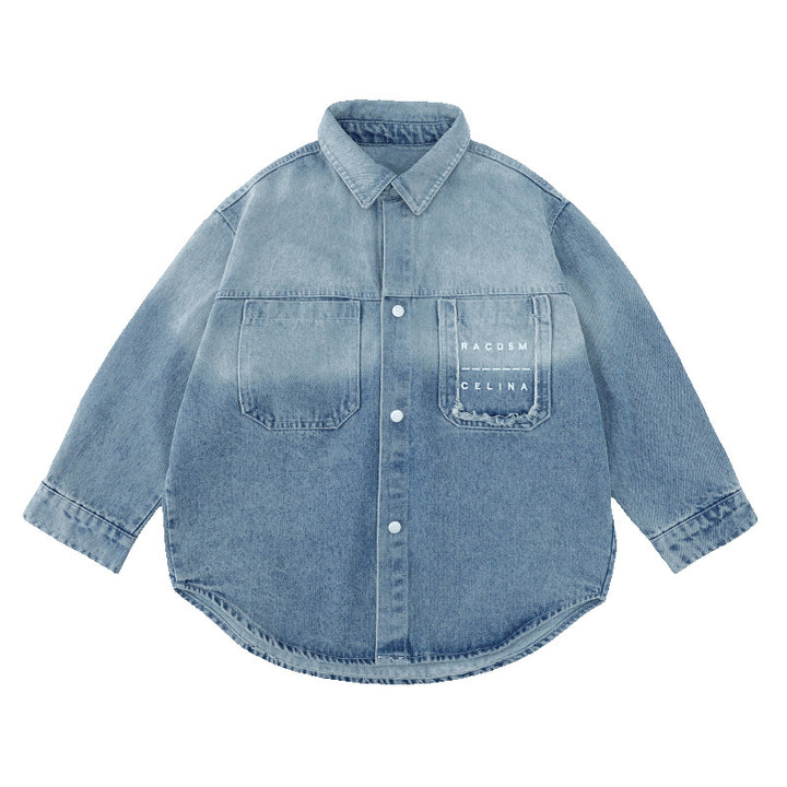 Unisex moderne Denim-Hemdjacke Drune