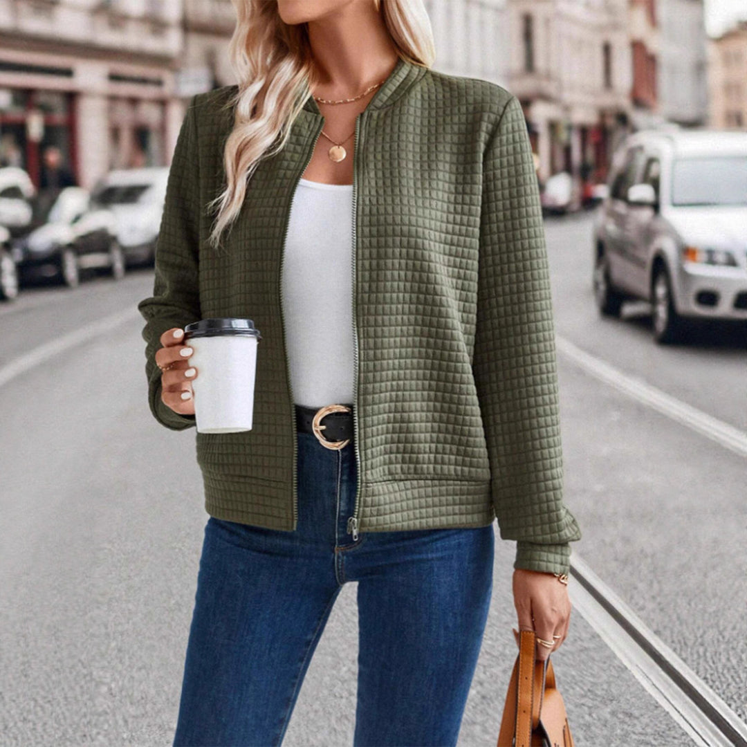 Damen modische Steppjacke mit hohen Kragen und Reißverschluss Drune