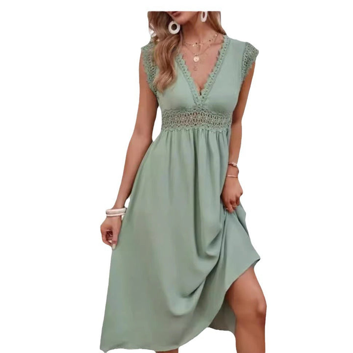 Damen Kleid mit Spitzendetails und lockerer Passform Drune