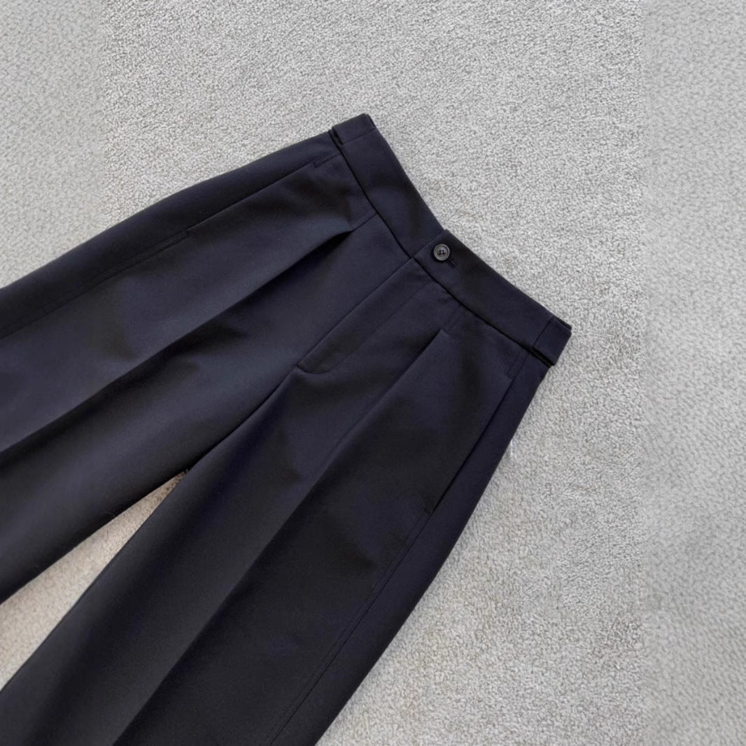 Damen Elegante weite Stoffhose mit Falten Drune