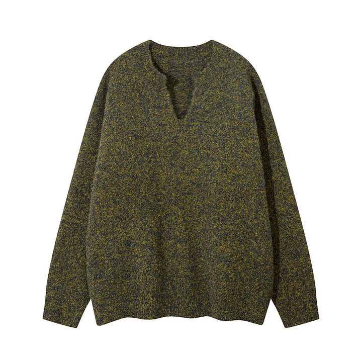 Unisex Oversize-Strickpullover mit kurzem V-Schlitzkragen Drune
