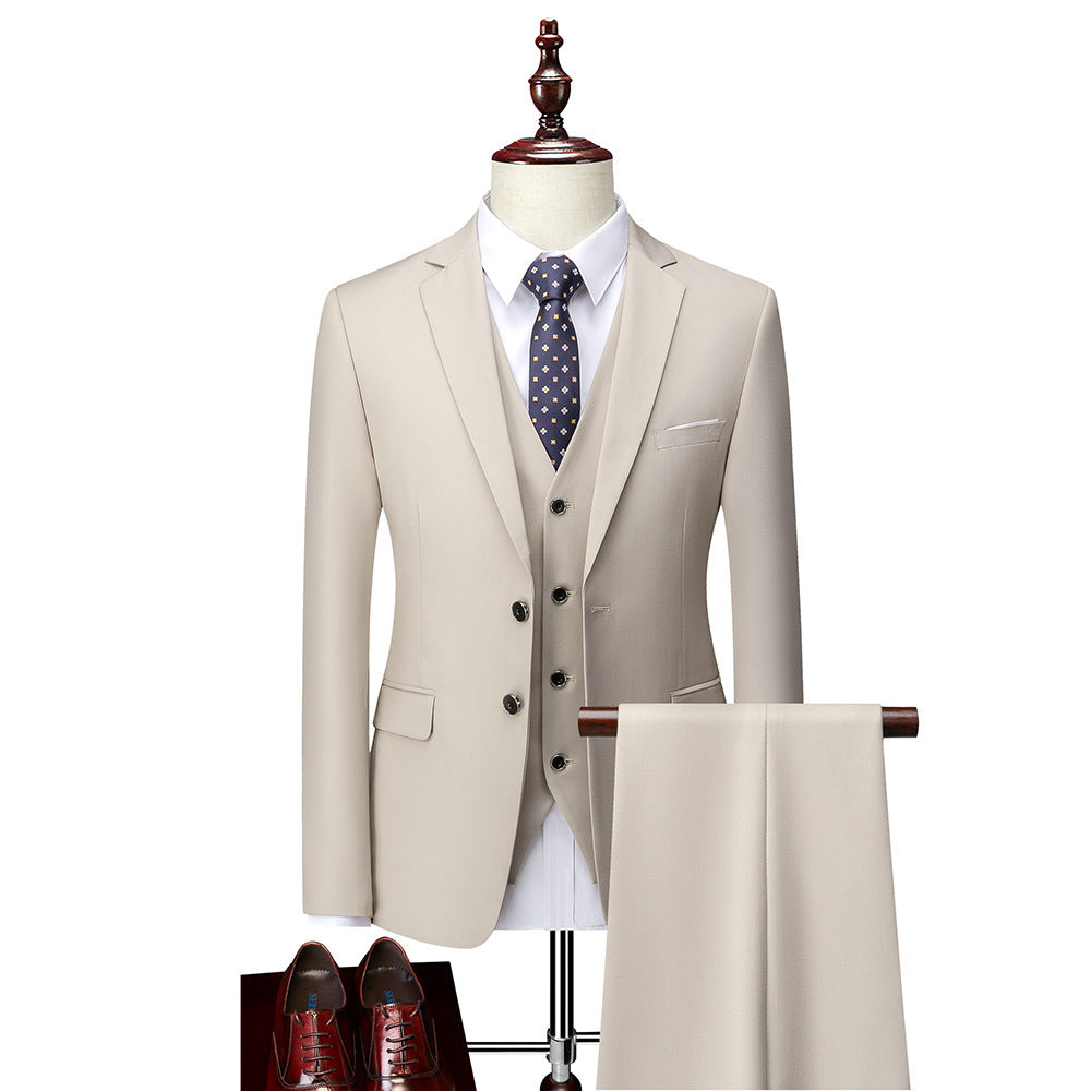 Herren Dreiteiliger Business-Anzug mit tailliertem Schnitt, Weste und klassischem Revers Drune