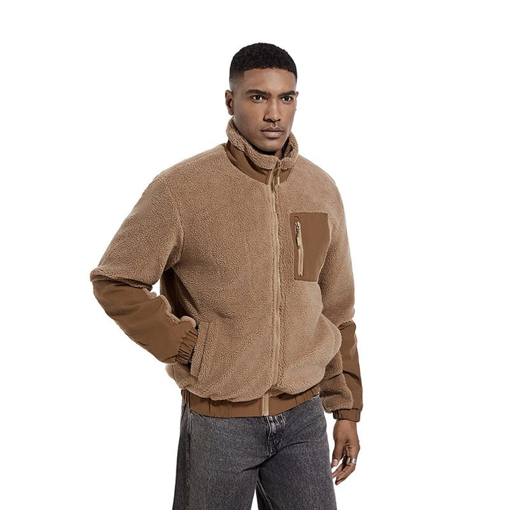 Herren Kuschelige Fleecejacke mit hohem Kragen Drune