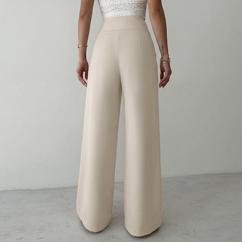Damen Elegante High-Waist Palazzo-Hose Drune
