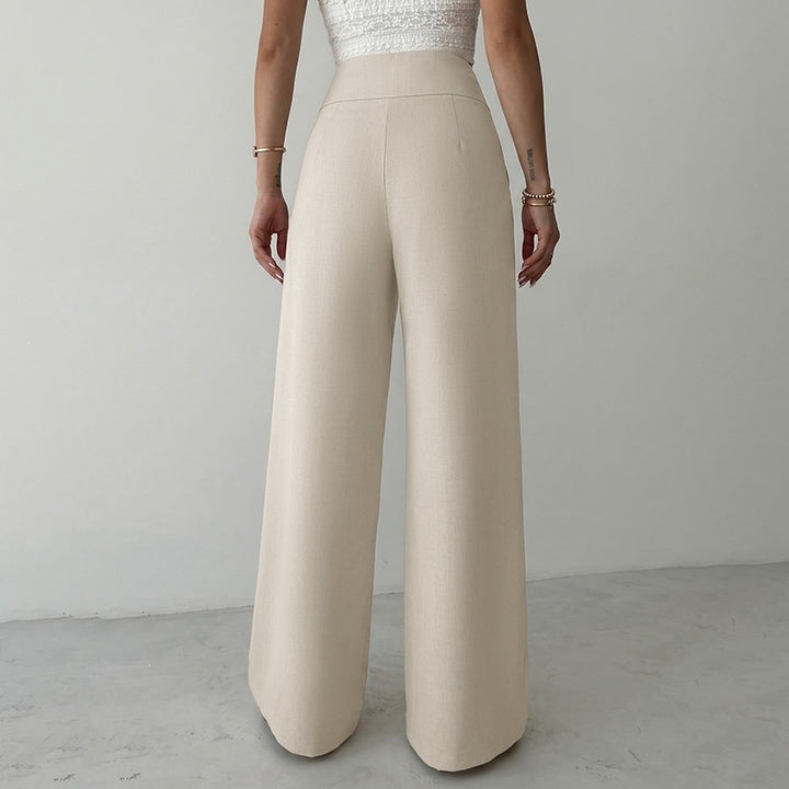 Damen Elegante High-Waist Palazzo-Hose Drune