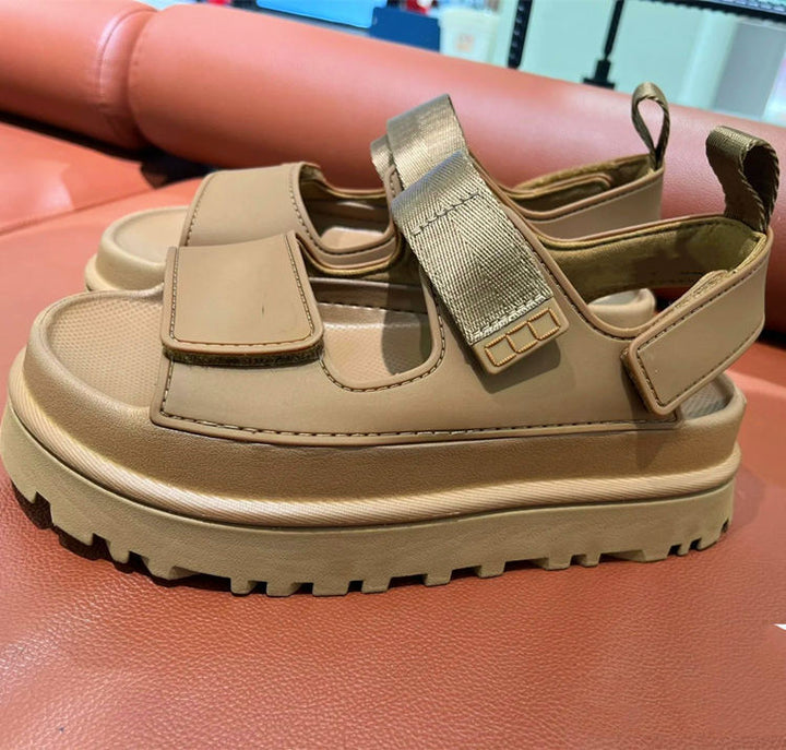 Damen Sportliche Sandalen mit verstellbaren Klettverschlüssen und rutschfester Profilsohle Drune