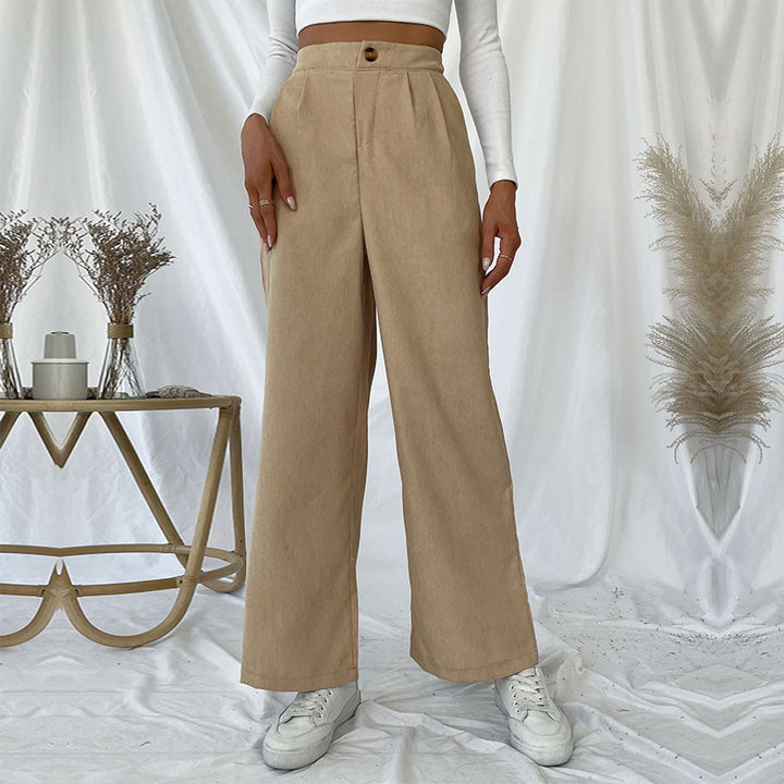 Damen Elegante Hochwaisted Hose mit weitem Bein Drune