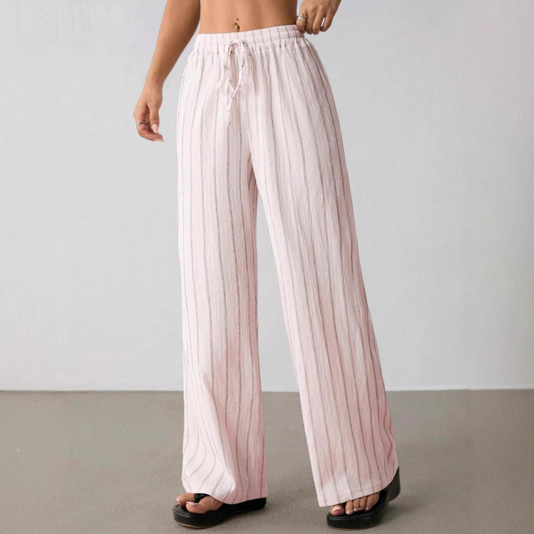 Damen Weite Strickhose mit hohem Bund und Kordelzug Drune