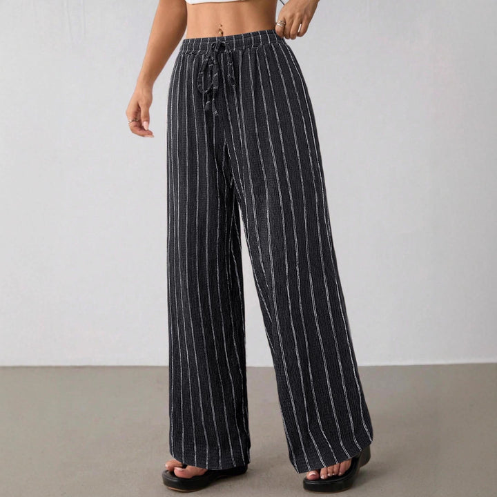 Damen Weite Strickhose mit hohem Bund und Kordelzug Drune