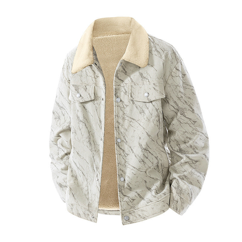 Herren stilvolle Cordjacke mit Teddyfutter Drune