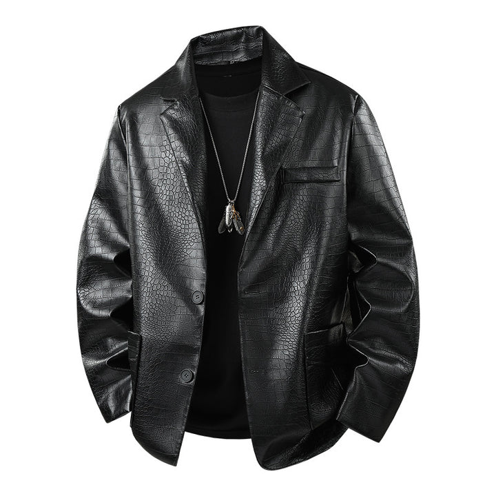 Herren Modische Kunstlederjacke mit eleganter Schnittführung Drune