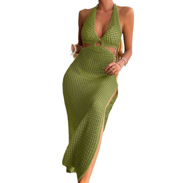 Damen elegantes Häkelkleid mit tiefem Ausschnitt Drune