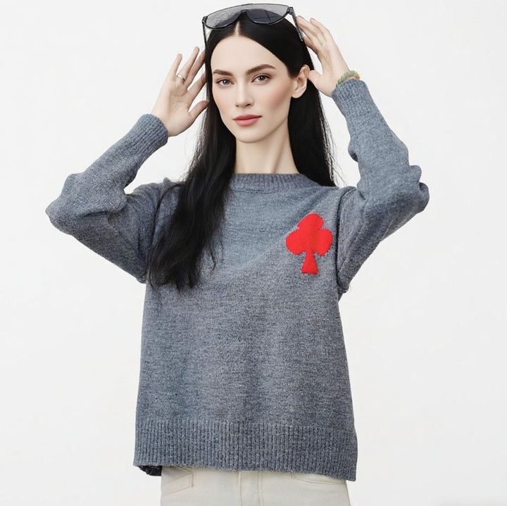 Damen Gemusterter Kurzpullover aus weichem Strickmaterial mit ikonischem Logo Drune