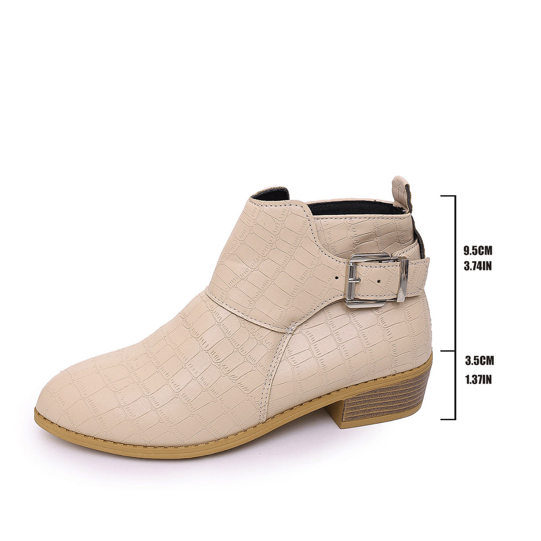 Damen Mode Stiefeletten mit Schnallen-Detail Drune