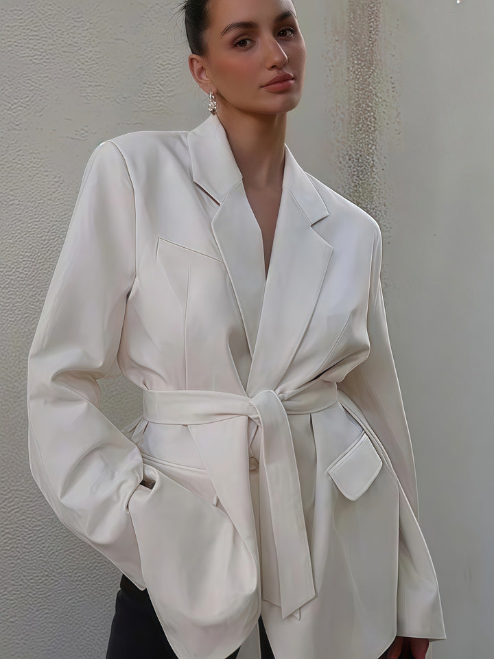 Damen Modischer Oversized Blazer mit Gürtel Drune