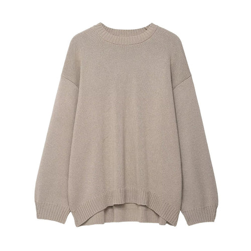 Damen Eleganter lässiger Strickpullover mit weiten Ärmeln Drune