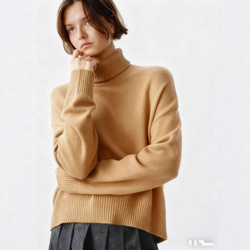 Damen Gemütlicher Rollkragenpullover mit oversized Schnitt und feiner Rippstruktur Drune