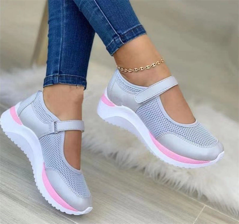 Damen Atmungsaktive Mary-Jane Sneakers mit Klettverschluss und Memory-Schaum-Sohle Drune