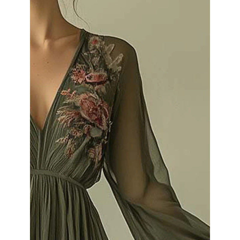 Damen Besticktes Chiffon Maxi Kleid Drune