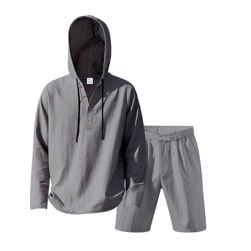 Herren lässiges Kapuzenshirt mit kurzer Hose im entspannten Stil Drune