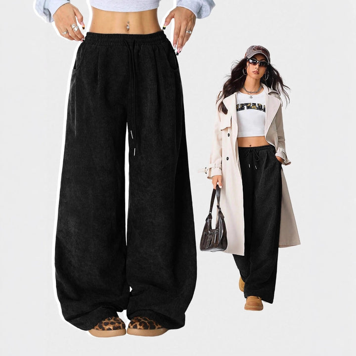 Damen Weite-Hosen Hohe Taille Corduroy Lounge Pants Drune