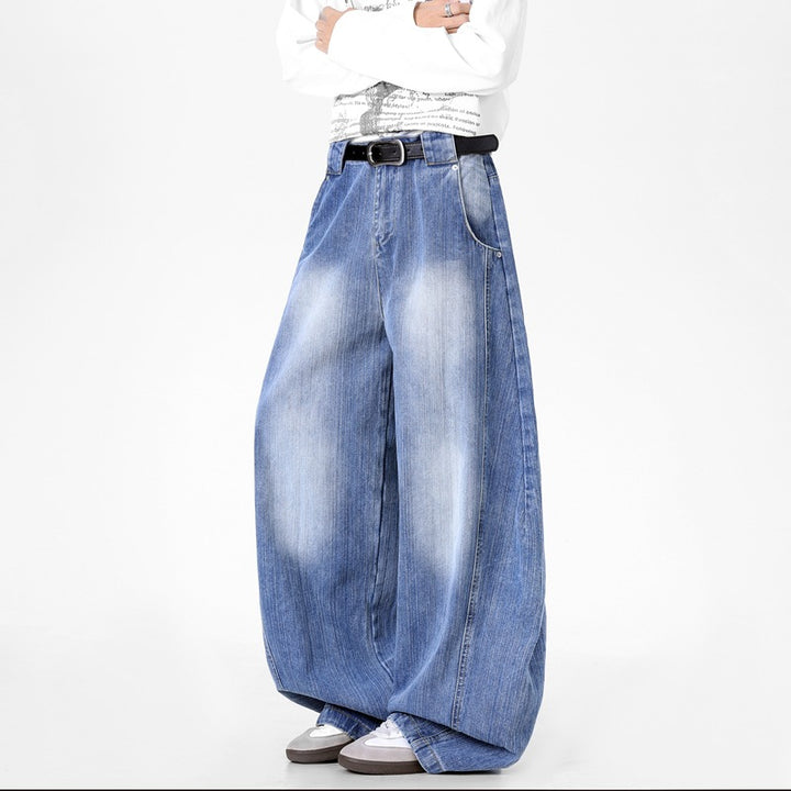 Herren Extraweite Baggy-Jeans mit extrem weitem Bein, tiefem Schritt & markanter Used-Waschung Drune