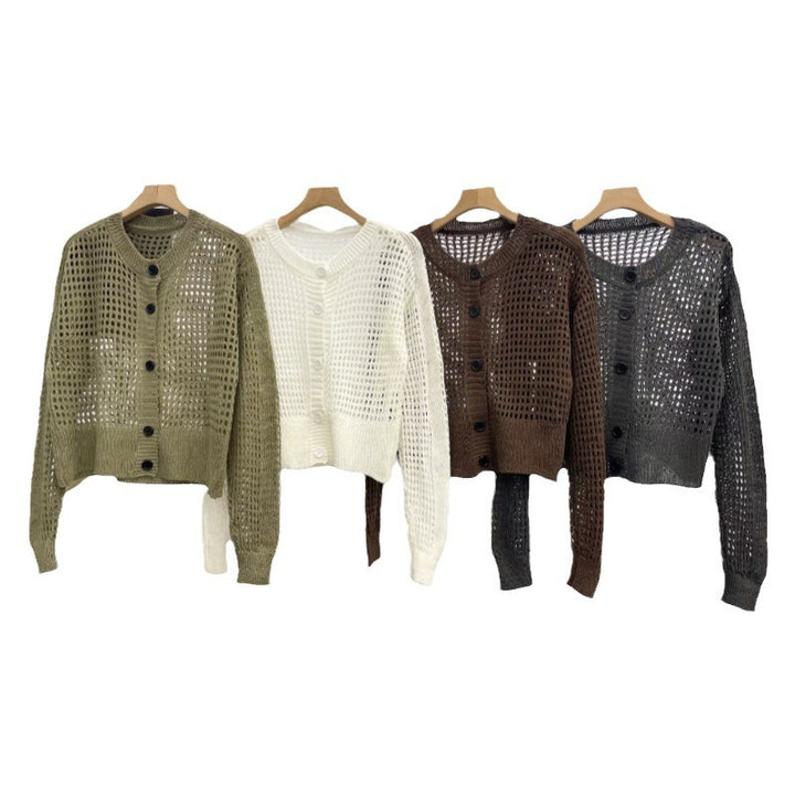 Damen luftiger Strick-Cardigan mit einzigartiger Maschenstruktur Drune