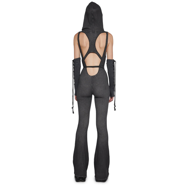 Damen Fitted Jumpsuit mit Kapuze und langen Ärmeln Drune