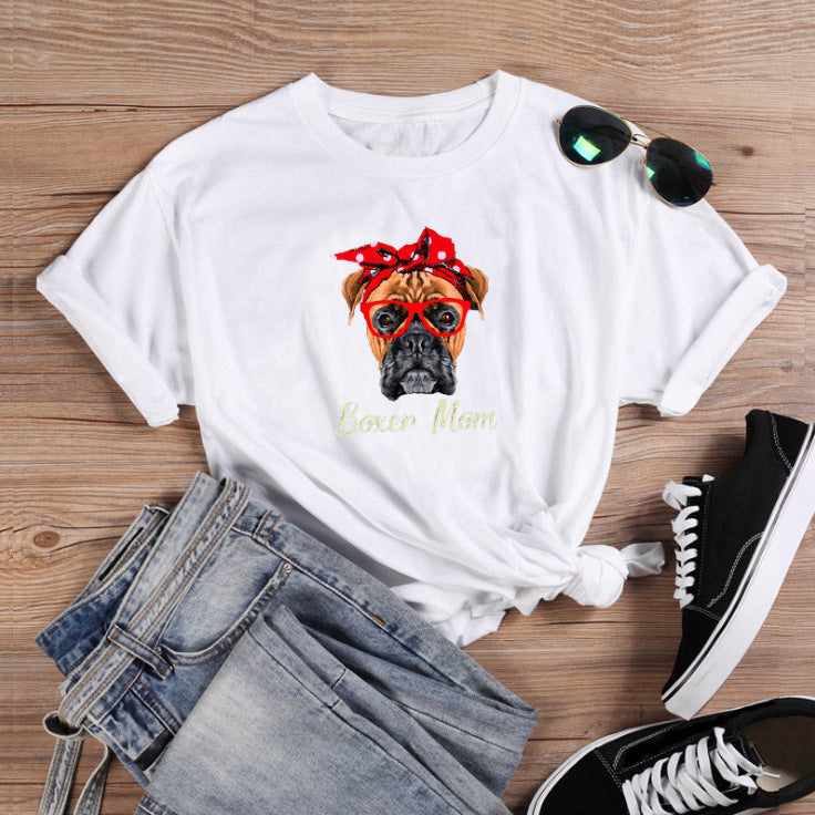Frauen Verspielt Boxer Hund Grafik T-Shirt Drune