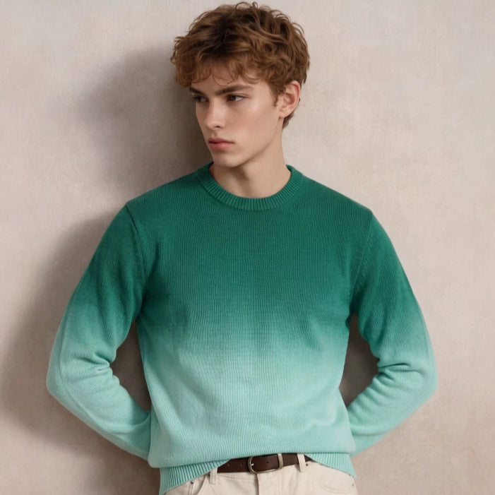 Herren Feinstrick-Pullover mit Dip-Dye-Effekt und Rundhalsausschnitt Drune