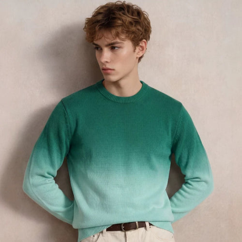 Herren Feinstrick-Pullover mit Dip-Dye-Effekt und Rundhalsausschnitt Drune
