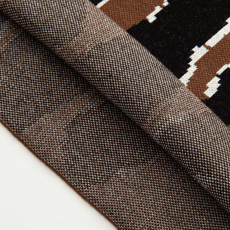 Damen Oversize Strickpullover mit Stehkragen und Jacquard-Leopardenmuster Drune
