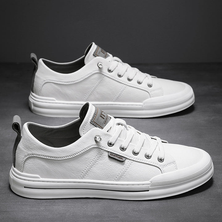 Herren Lässige Leder-Sneaker mit gepolstertem Knöchelkragen und robuster Gummisohle Drune