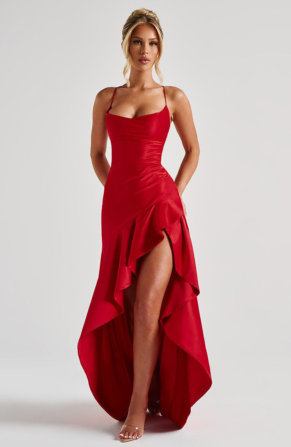 Damen schickes Abendkleid mit hohem Schlitz Drune
