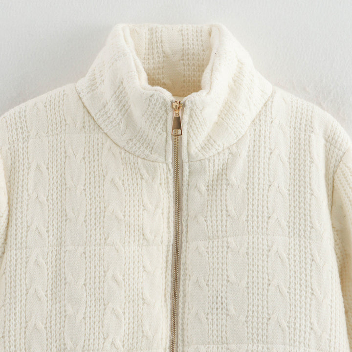 Damen warme Kapuzenjacke aus Strukturstrick Drune