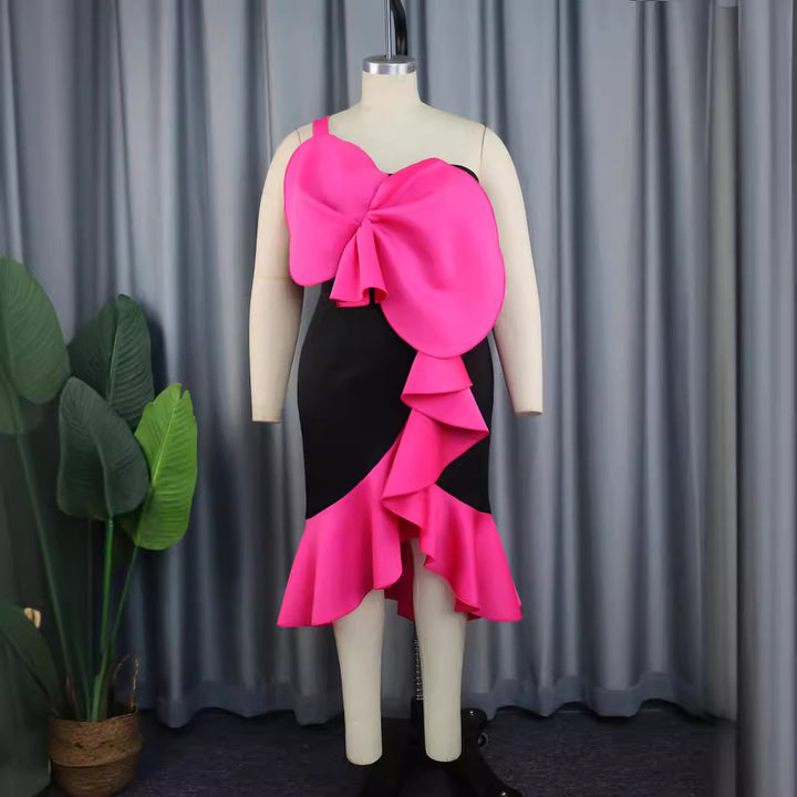Damen Elegantes Cocktailkleid mit statementvollem Rüschen-Design und Übergröße Drune