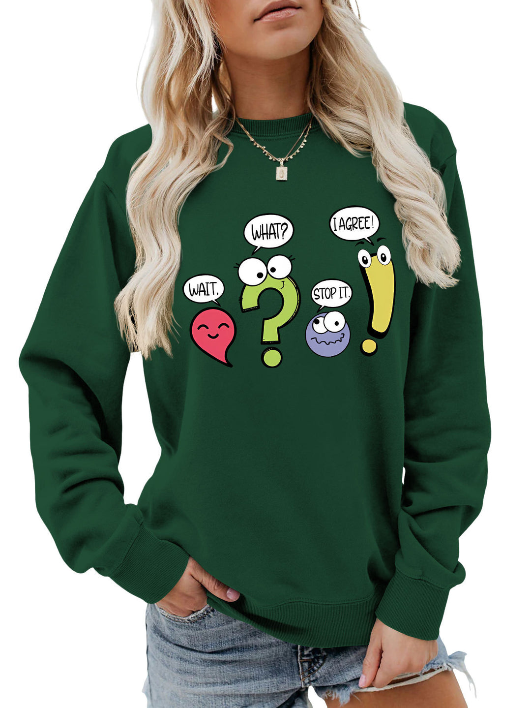 Damen lässiger Pullover mit humorvollem Print Drune