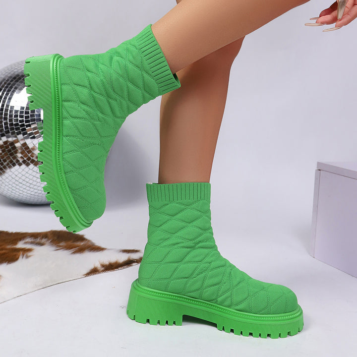 Damen Modische und bequeme gestrickte Stiefel Drune