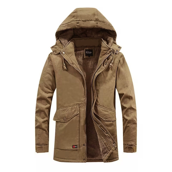 Herren Canvas-Parka mit Sherpa-Innenseite, verlängerter Schnitt und Utility-Ärmeltasche Drune
