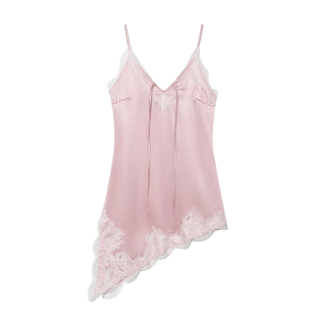 Damen Spitzen-Top mit asymmetrischem Saum und verstellbaren Trägern Drune