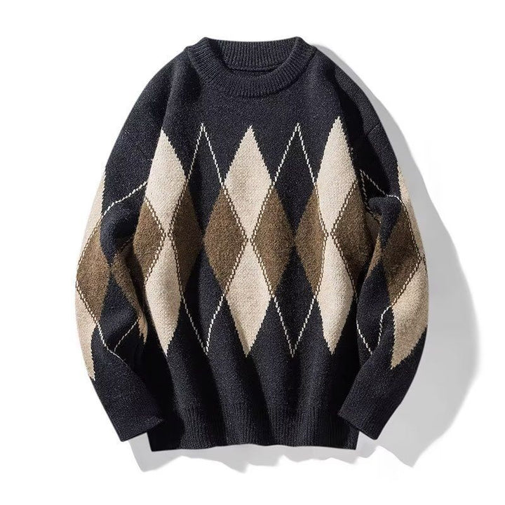 Damen Modischer Grobstrickpullover mit Rautenmuster Drune